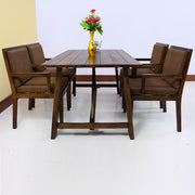Mango Wood 4 Seater Dining Table Set for Dining Room (Walnut Finish)