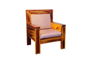 Solid Wood 1 Seater Sofa with Cushion Covers for Living