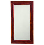 A rectangular wooden frame decorative wall mirror with a Sheesham wood finish.