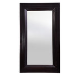 A rectangular wooden frame decorative wall mirror with a rosewood walnut finish.