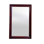 Rectangular wall mirror with a solid wood frame, in a walnut finish, meant for hanging on a wall.