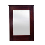 A rectangular wooden frame decorative wall mirror with a walnut finish.