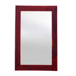 A rectangular wooden wall mirror frame with a sheesham wood finish