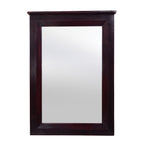 Rectangular wooden mirror frame in walnut finish with a mirror in the center