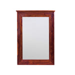 Rectangular wall mirror with a provincial teak finish wooden frame