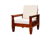 Wooden Single Seater Sofa for Living Room & Home in Maple Finish