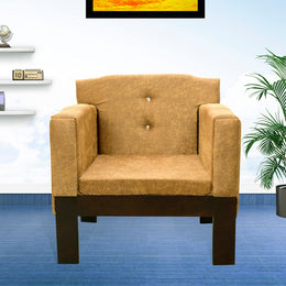Solid Sheesham Wood Single Seater Sofa for Living Room in Walnut Finish