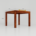 Wooden table with dimensions labeled on a gray background