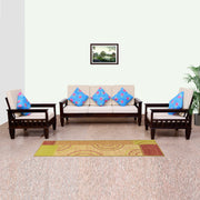 Solid Wood 5 Seater Sofa Set for Living Room & Office (Walnut Finish)