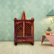 Wooden Tample for Home with Drawer in Honey Finish