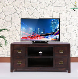 Solid Wood Tv Unit for Living Room in Walnut Finish