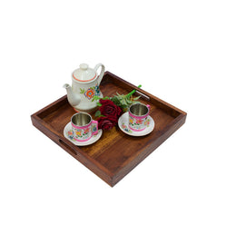 Solid Wood Breakfast Tray, Serving Tray, Dinner Tray, Tea Tray In Brown Finish