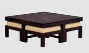 Wooden Coffee Table With 4 Stool for Living Room In Walnut Finish