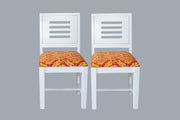 Solid Wood Dining Chair Set of 2 with Cushion for Dining Room in White Finish