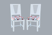 Wooden Dining Chair Set of 2 for Living Room & Dining Room (White Finish)