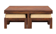 Solid Wood Coffee Table With 4 Stool for Living Room