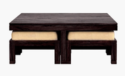 Wooden Coffee Table With 4 Stool for Living Room In Walnut Finish