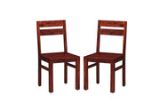 Solid Wood Dining Chairs Set of 2 for Home & Office in Honey Finish