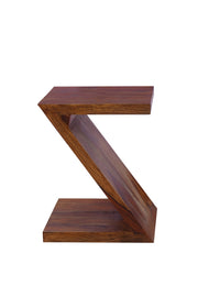 Wooden Z Shape Side End Table for Living Room in Provincial Teak Finish