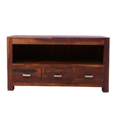 Solid Wood Tv Cabinet With 3 Drawers For Living Room