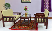 Solid Wood 5 Seater sofa Set with Coffee Table in Natural Finish