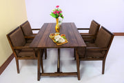 Mango Wood 4 Seater Dining Table Set for Dining Room (Walnut Finish)