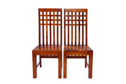 Solid Wood Set of 2 Dining Chairs for Hall & Kitchen in Honey Finish