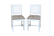 Mango Wood Dining Chair Set of 2 for Dining Room in White Finish