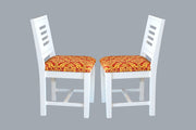 Solid Wood Dining Chair Set of 2 with Cushion for Dining Room in White Finish