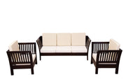Solid Wood 5 Seater Sofa Set for Home/Office 3+1+1 Sofa Set (Walnut Finish)