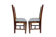 Wooden Dining Chair Set of 2 for Living Room in Teak Finish