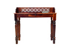 Wooden bench with lattice backrest on a white background