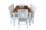 Mango Wood Dining Table 8 Seater Set for Kitchen in White Finish