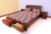 Wooden King Size Bed with Drawer Storage for Bedroom