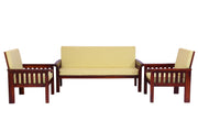 Solid Wood 5 Seater sofa Set with Coffee Table in Natural Finish
