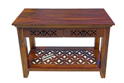 Wooden Console table With 2 Drawer In Honey Finish for Living Room