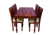 Solid Wood Dining Table 6 Seater for Dining Room (Honey Finish)