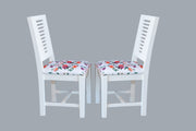 Wooden Dining Chair Set of 2 for Living Room & Dining Room (White Finish)