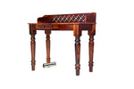 Wooden desk with lattice design on top, branded 'Furniworlds', on a white background