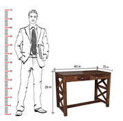 Solid Wood Study Desk with Drawers for Students in Teak Finish