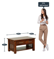 Solid Wood Coffee Table with Drawers for Living Room