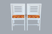 Solid Wood Dining Chair Set of 2 with Cushion for Dining Room in White Finish