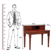 Wooden Study Table with Drawers for Study Room in Honey Finish