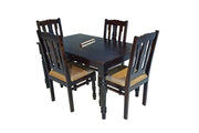 Wooden Dining Table 4 Seater Set for Dining Room in Walnut Finish