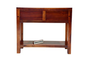 Wooden Rattan Cane Console table With 2 drawer In Honey Finish
