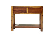 Solid Wood Rattan Cane Console table With 2 drawer for Living Room