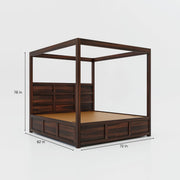 Solid Wood Poster Bed with Storage for Bedroom