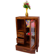Solid Wood Standard Bookcase with Drawers in Honey Finish