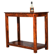 Solid Wood Small Table for Home & Office in Teak Finish