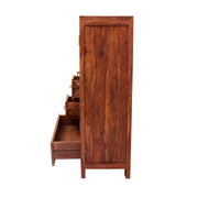 Solid Wood Standard Bookcase with Drawers in Honey Finish